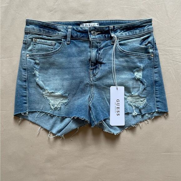 NWT Guess Distressed Cut Off Jean Shorts Size 28 - Picture 1 of 6